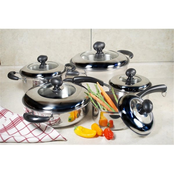 Cook Pro 10 PC Stainless Cookware Set with Stainless and Glass Combo Lids 555 - main